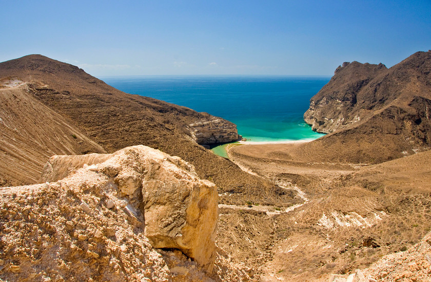 Salalah1248 
 Rocky arid desert landscape, near Salalah, Onam 
 Keywords: Desert rocks, Arabian Sea, Salalah, Oman