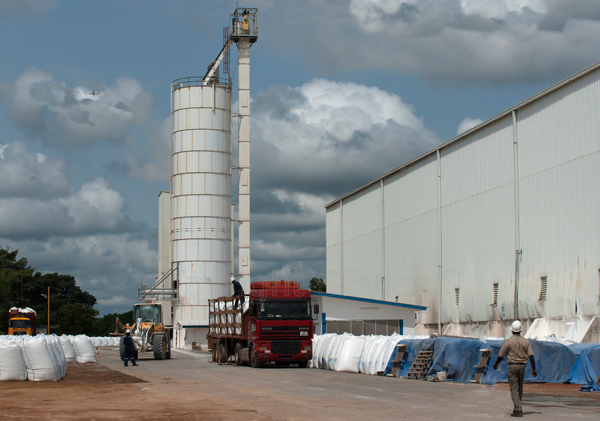 Carmeuse production plant 
 Carmeuse lime products, bags and production plant, Takoradi, Ghana, West Africa 
 Keywords: Carmeuse, lime products, lime bags, truck, loading, production plant, Takoradi, Ghana, West Africa