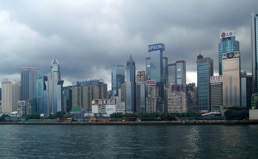 hong kong00059 
 Hong Kong waterfront view 
 Keywords: Hong Kong, high rise buildings, waterfront