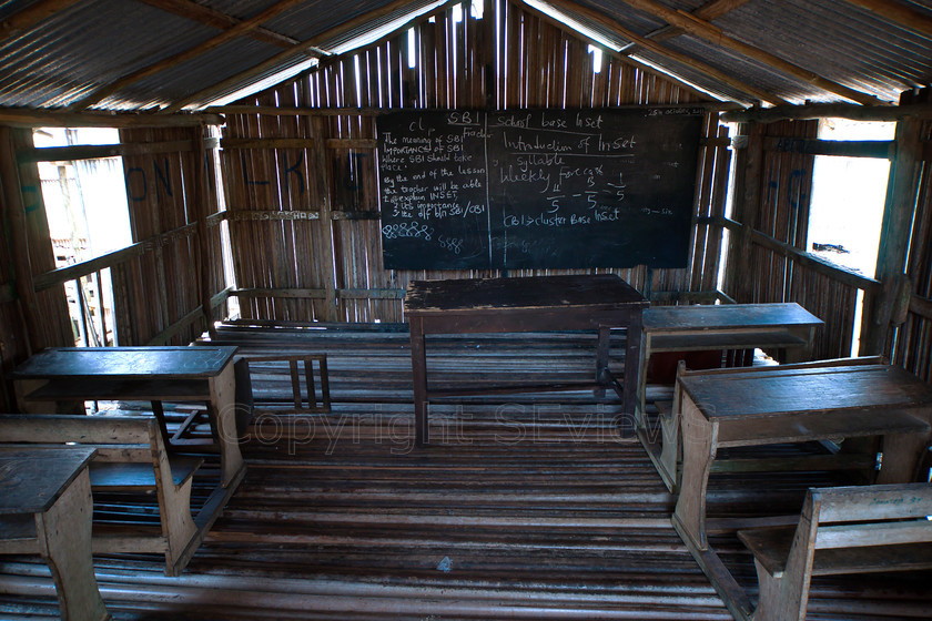 School lake Nzulezo 
 School at village on stilts on lake at Nzulezo, Ghana, West Africa 
 Keywords: Nzulezo, village on stilts, Ghana, West Africa