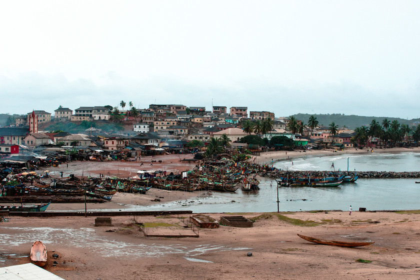 fishing boats Elmina 
 Beach and wooden fishing boats at Elmina fishing harbour near Cape Coast, Ghana, West Africa 
 Keywords: Fishing boats, town, beach, Fishing harbour, Elmina, Cape Coast, Ghana, West Africa